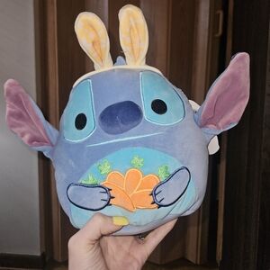NWT Disney Stitch In Bunny Ears Holding Carrots Easter Squishmallow 8" Plush